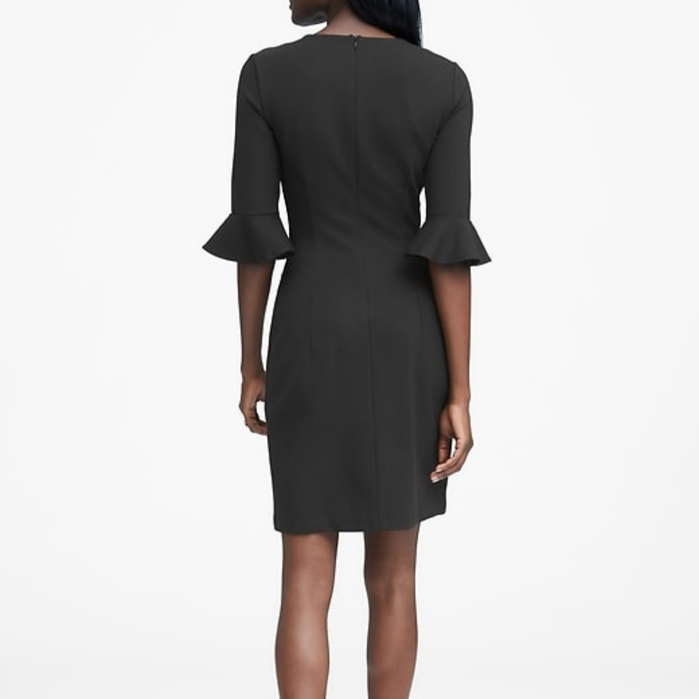 BANANA REPUBLIC Ponte Flutter-Sleeve Dress 10P RED - Picture 2 of 8